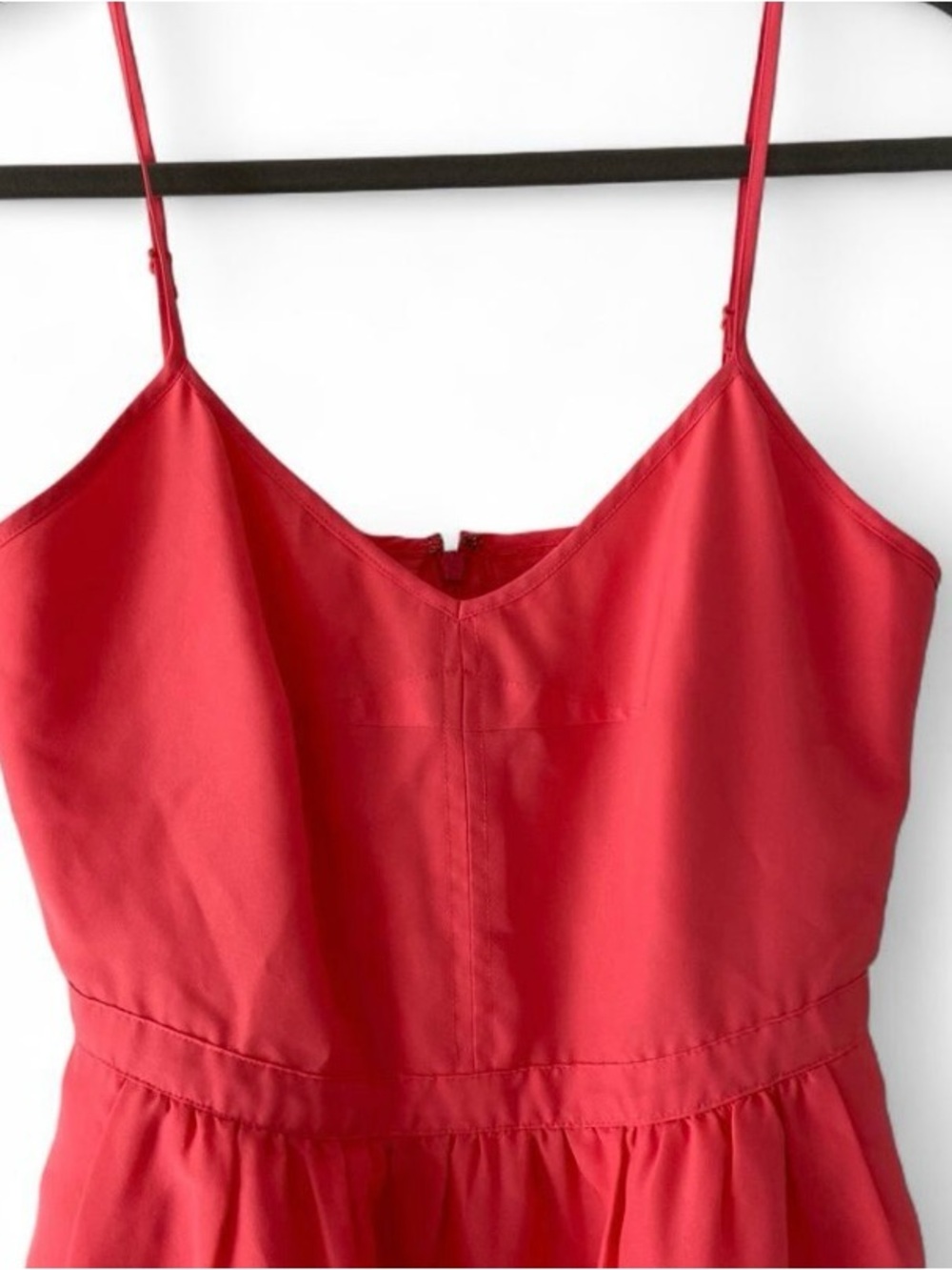 J. Crew Factory Coral Pink Fit & Flare Mini Dress Spaghetti Strap Size 2